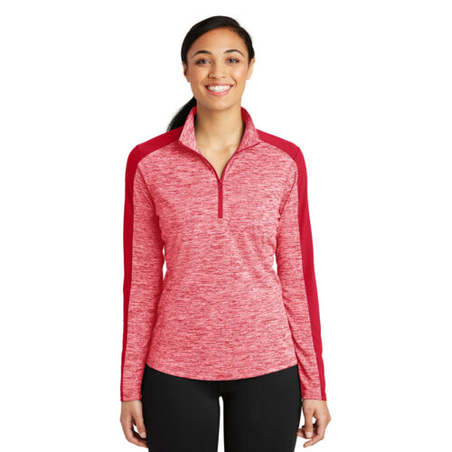 Womens PosiCharge ® Electric Heather Colorblock 1/4 Zip Pullover Thumbnail
